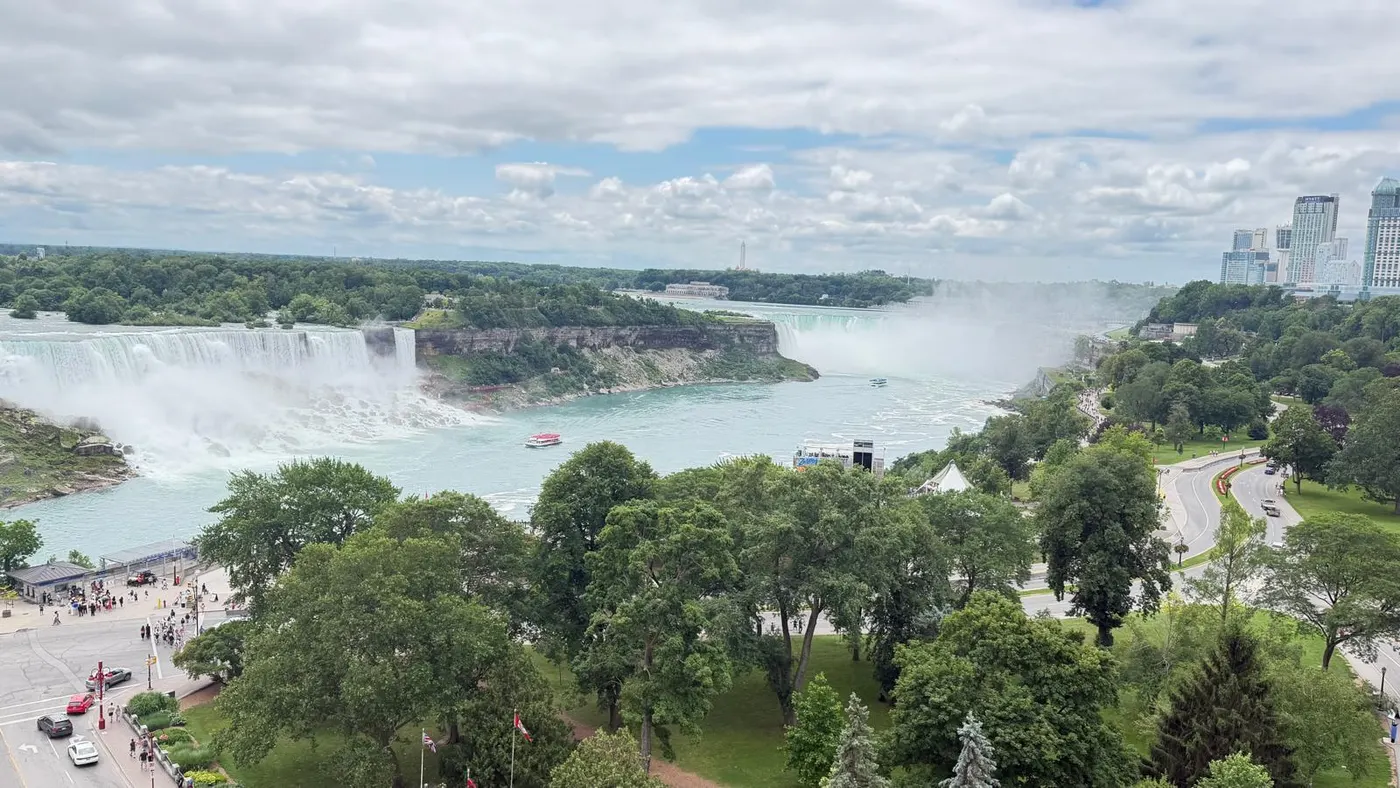 American and Horseshoe Falls together seen from above on a July private tour